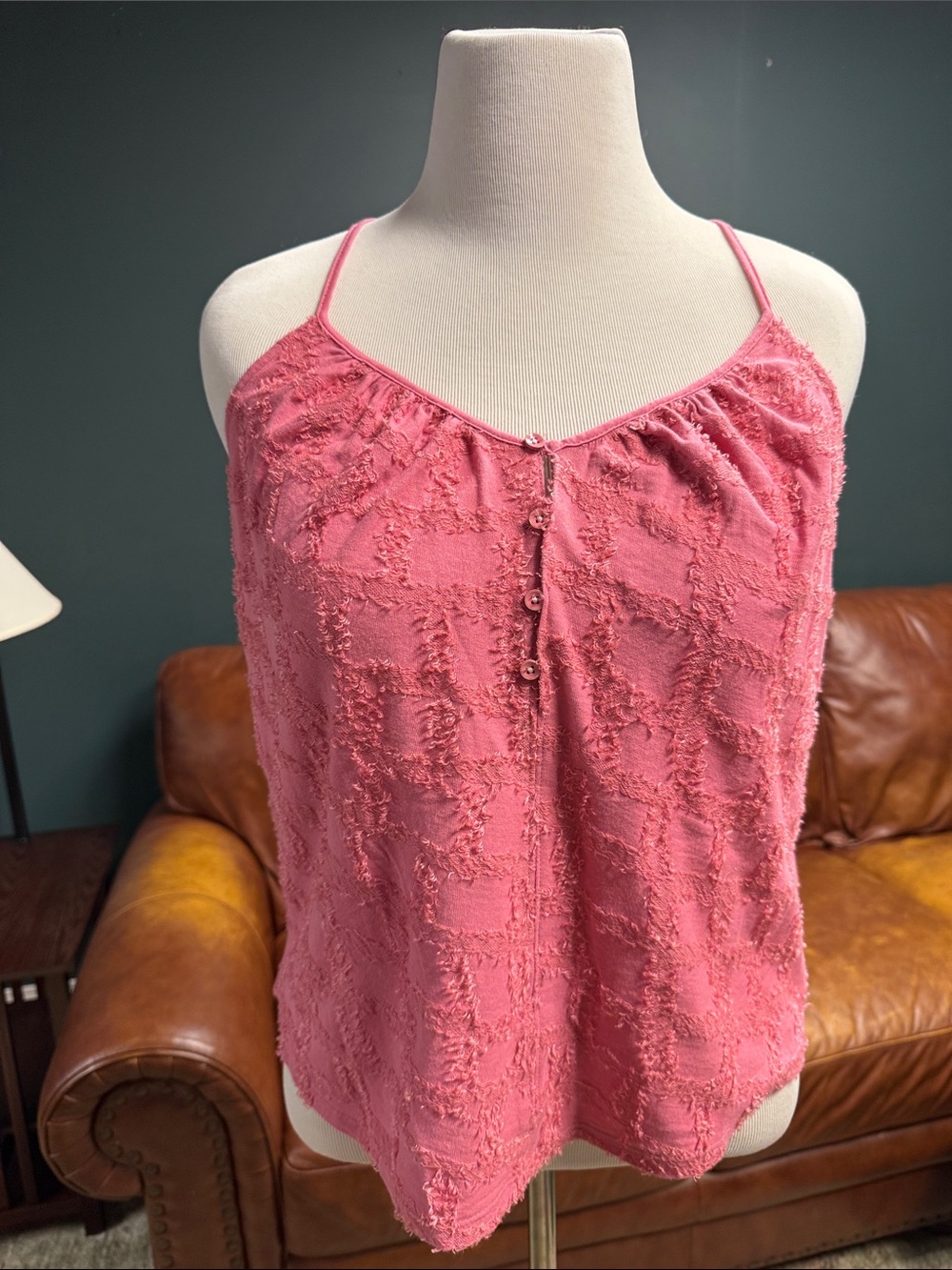 Anthropologie Pink Textured Spaghetti Strap Camisole